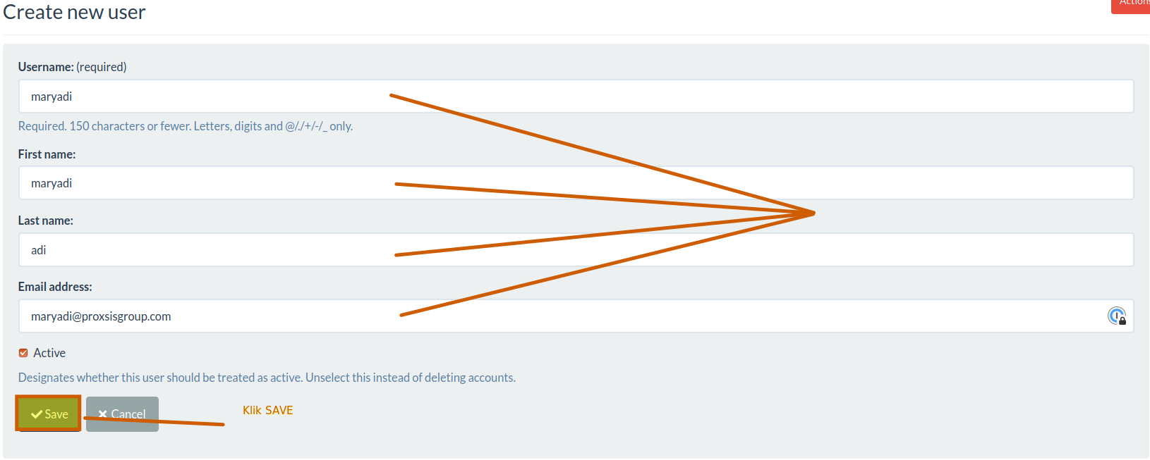 form create user